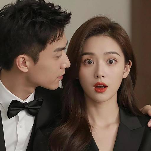 Surprised Woman with Bow-Tied Man