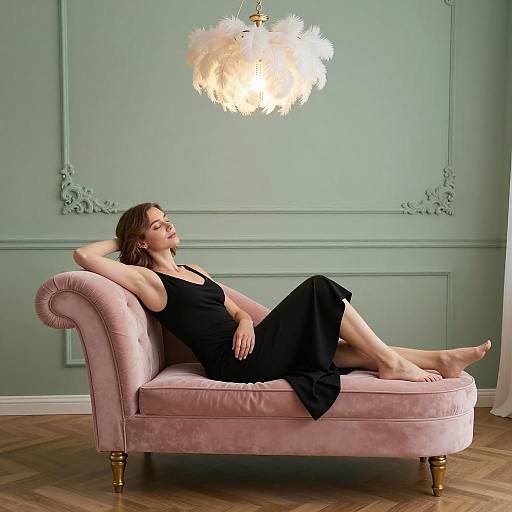 Serene Woman Reclining on Chaise Lounge