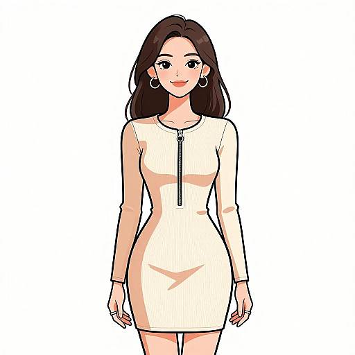 Chic Woman in Color Block Dress