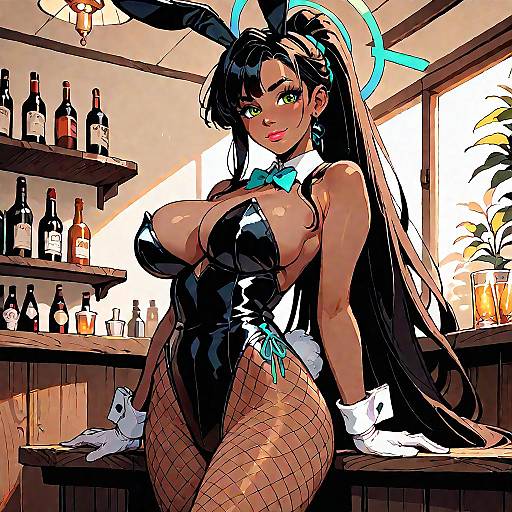 Playful Bunny Character in a Bar Scene