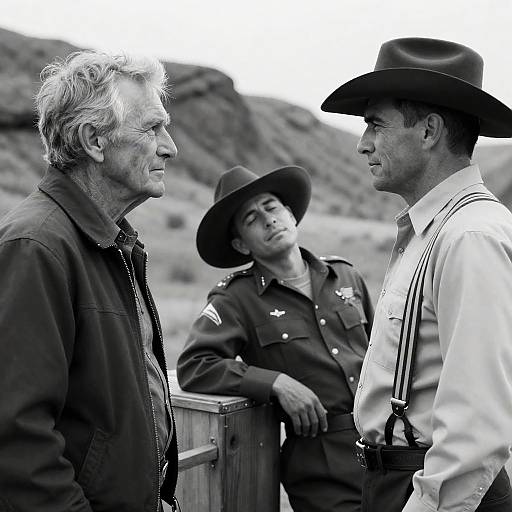Three Men in a Rocky Landscape