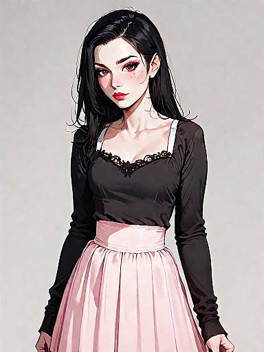 Realistic Girly Woman in Lace Outfit