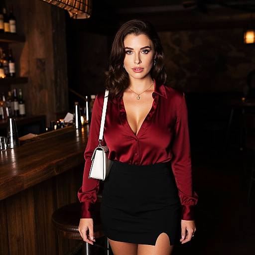 Chic Woman at Mountain Lodge Bar