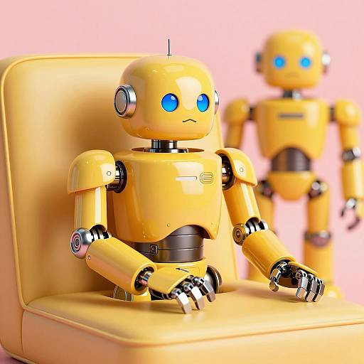 Futuristic Yellow Robot Close-Up