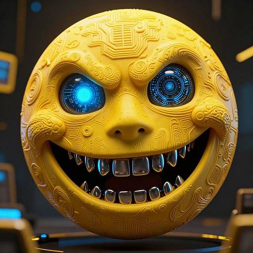 Cyberpunk Twisted Smiley Face Portrait