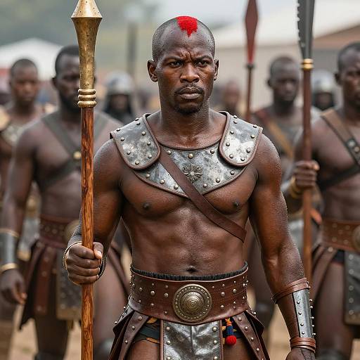 Warrior Gathering with Muscular Leader