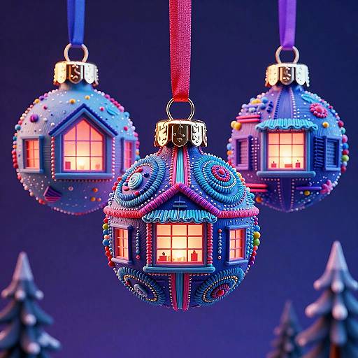 Vivid 3D Winter Ornaments Diorama