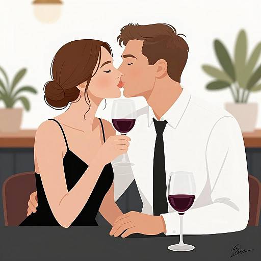 Romantic Bar Moment: Couple's Kiss
