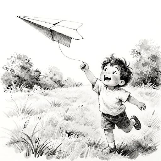 Charcoal Painting of Joyful Child