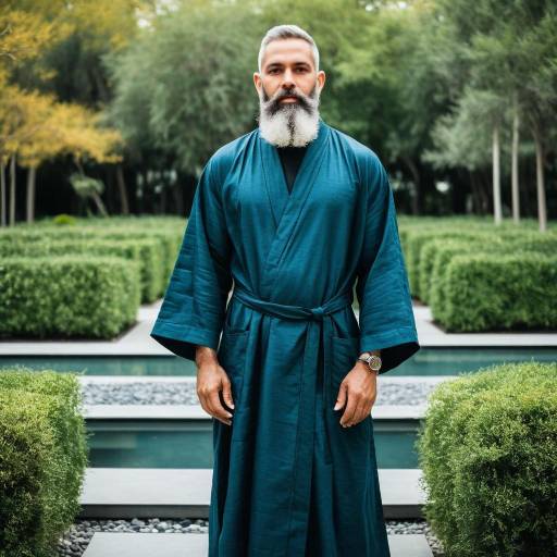 Man with Gray Beard Wearing Blue Robe Outdoors