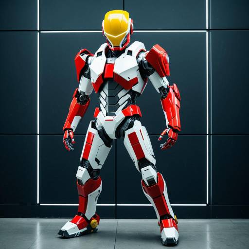Futuristic Red and White Robot Cosplay