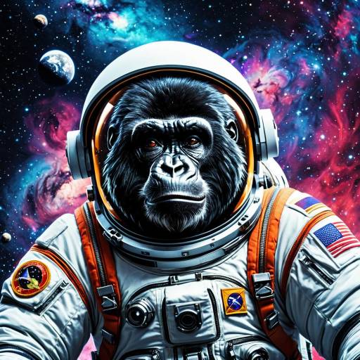 Astronaut Gorilla in Retro Space Suit