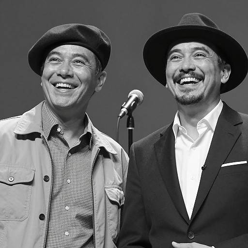 Joyful Black and White Portrait of Two Men