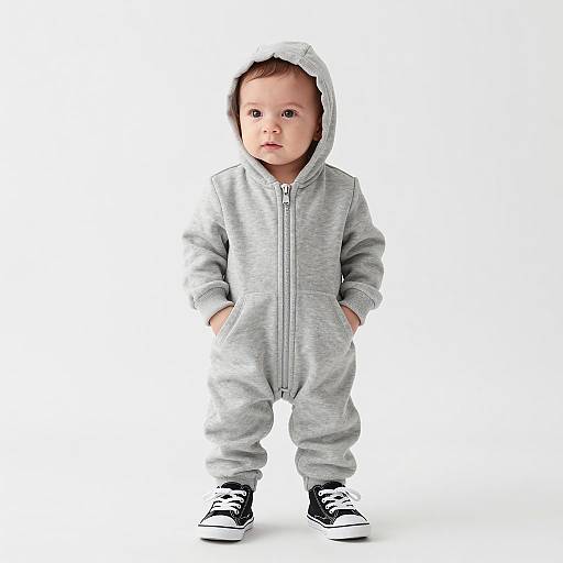 Newborn in Stylish Gray Tracksuit Photo