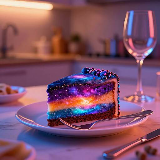 Neon Galaxy Cake with Romantic Ambiance