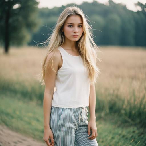 Young Woman in White Sleeveless Top Outdoors