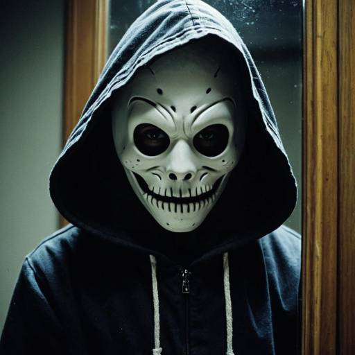 Child in Skull Mask and Hooded Jacket