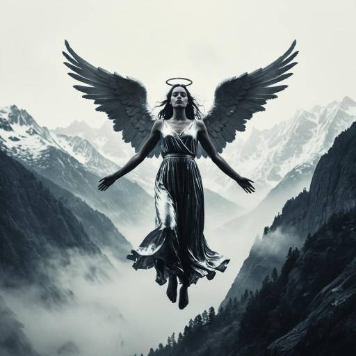 Angel of Liquid Mercury Floating Above Misty Mountains Angel of Liquid Mercury Floating Above Misty Mountains