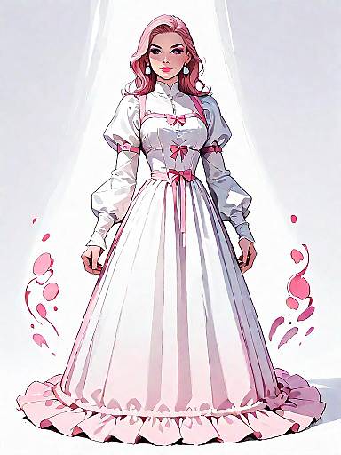 Elegant Woman in Pink Chiffon Dress