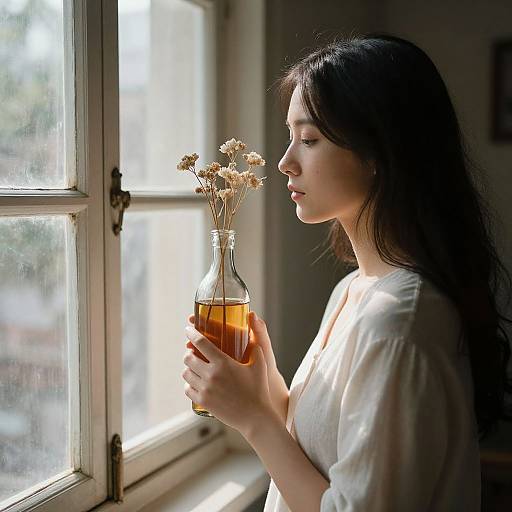Serene Woman by Vintage Window