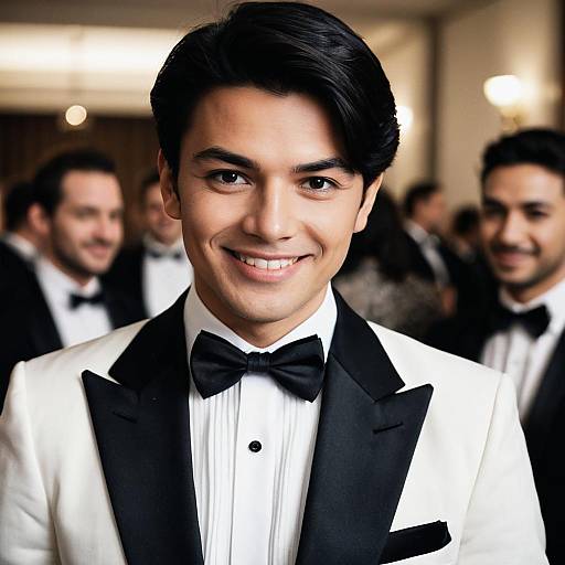 Smiling Young Man in White Tuxedo