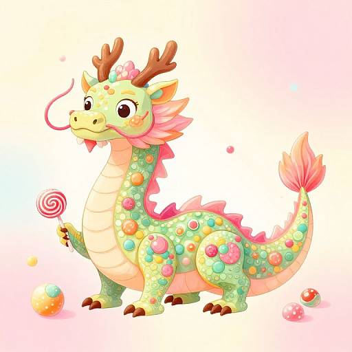 Dreamy Dragon with Colorful Sweets