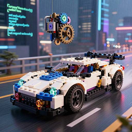 Futuristic Lego AI Car in Motion