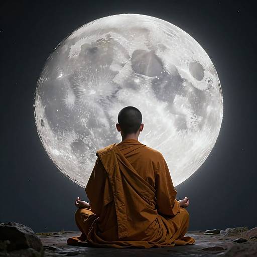 Monk Meditating Under ETH Moon