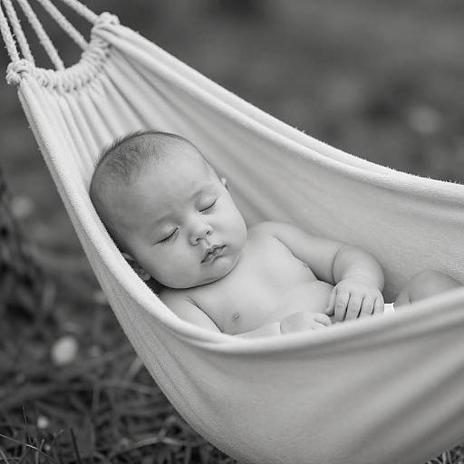 Serene Black-and-White Baby Hammock Photo