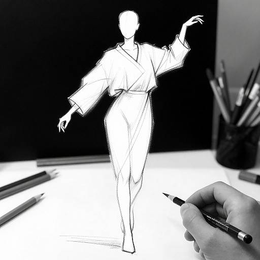 Dynamic Figure Sketch with Flowing Garment