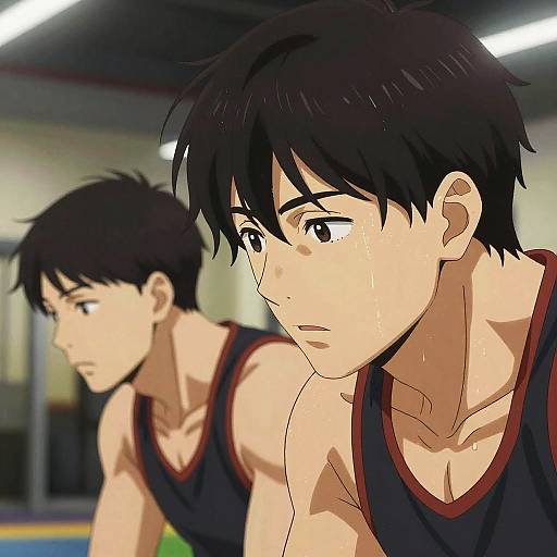 Anime Athlete's Intense Training Gaze