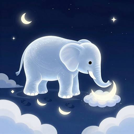 Moonlight Elephant on Cloudscape