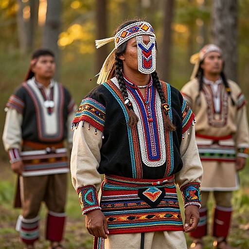 Traditional Iroquois Clothing in Forest