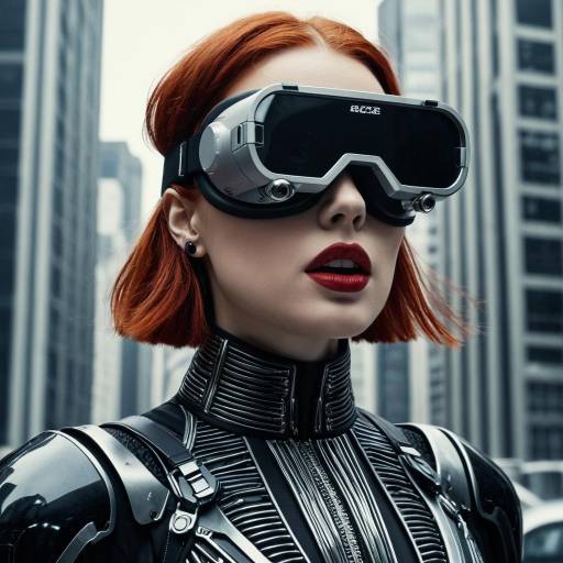 Futuristic Red-Haired Woman with VR Goggles