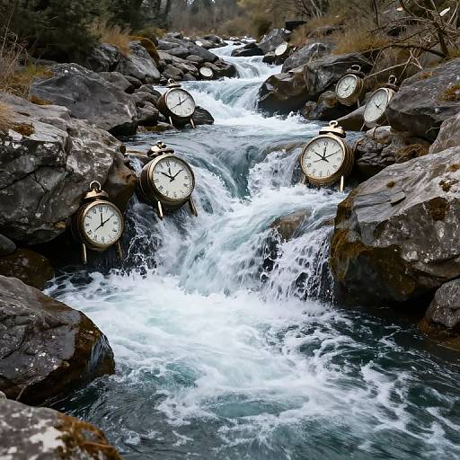 Surreal River of Cascading Clocks