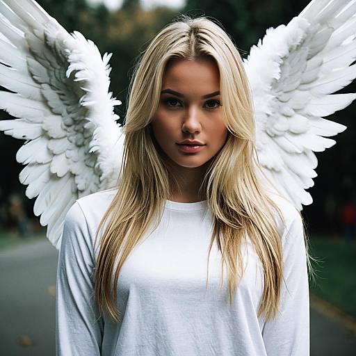 Angel City Girl in Feathered Wings