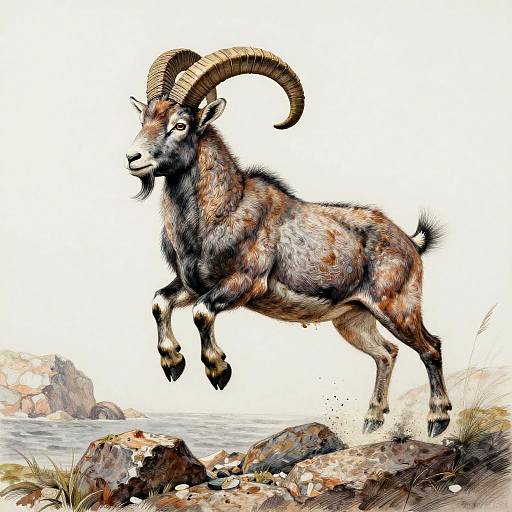 Realistic Capricorn Sea-Goat Illustration
