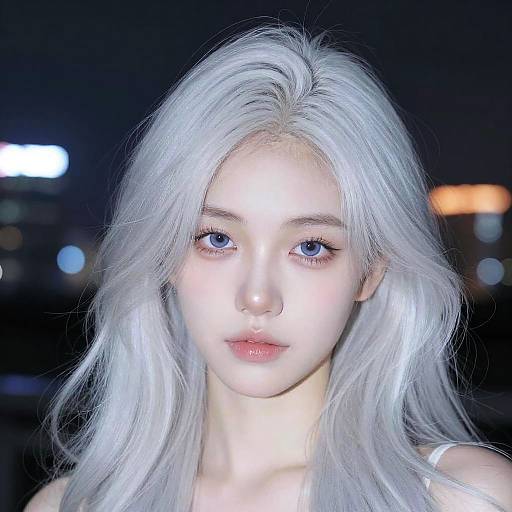 Cool-Toned Silver Hair Portrait