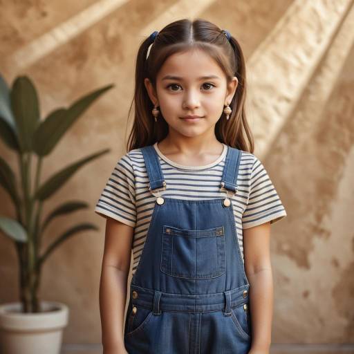 Charming Young Girl in Denim Overalls