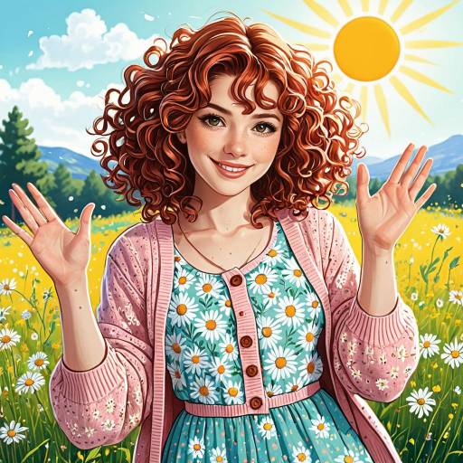 Cheerful Anime Girl in Pastel Garden