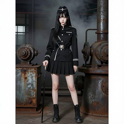 Asian Woman in Military Uniform Portrait