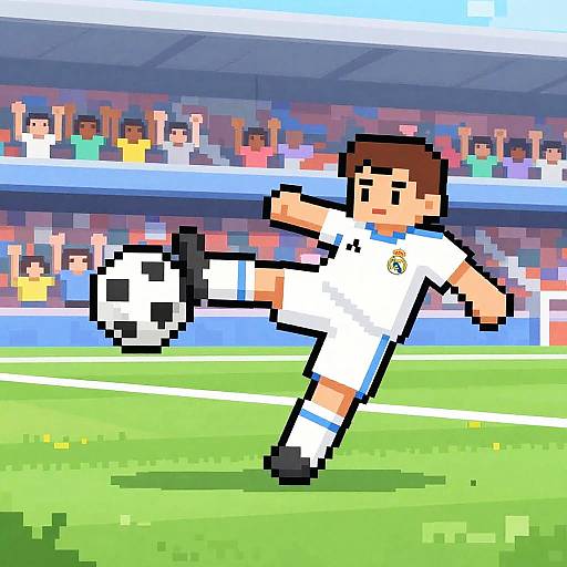 Real Madrid Pixel Art Footballer Bicycle Kick