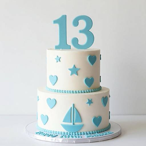 Two-Tiered Blue Heart Sailboat Cake