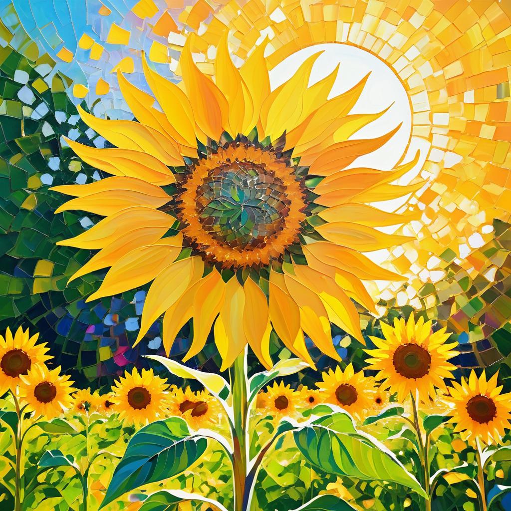 Vibrant Sunflower in Cheerful Impressionism