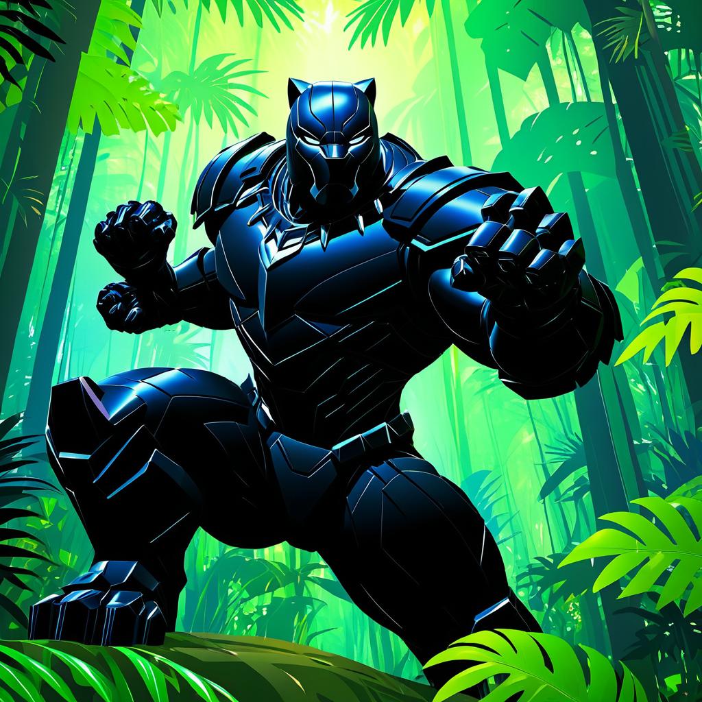 Epic Armored Panther in Dense Jungle