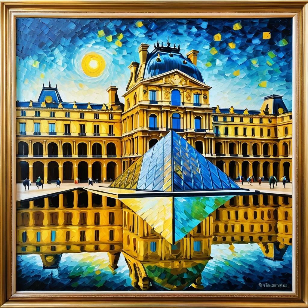 Louvre Pyramid in Van Gogh's Style