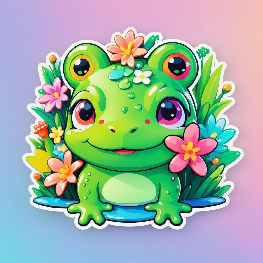 Vibrant Kawaii Frog Sticker Collection