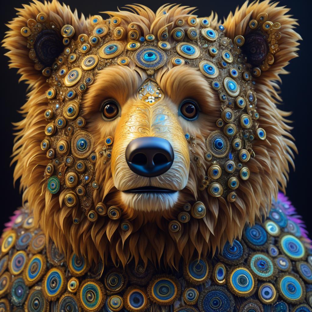 Surreal Bear Muppet Inspired by Klimt