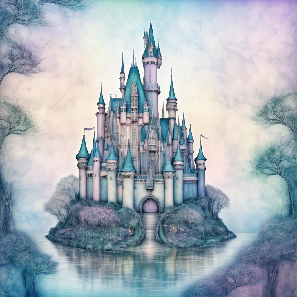 Enchanting Pastel Fairy Tale Castle Artwork