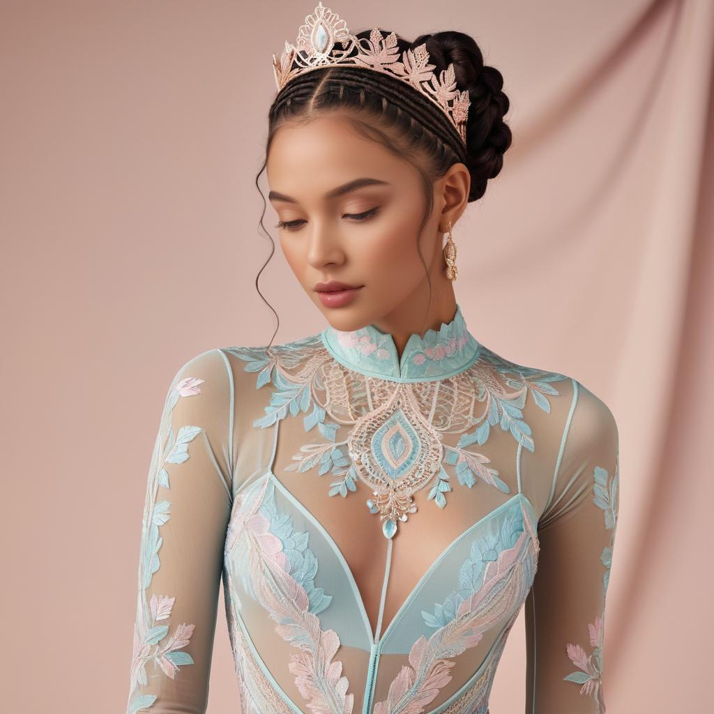 Elegant Character in Sheer Bodysuit Design